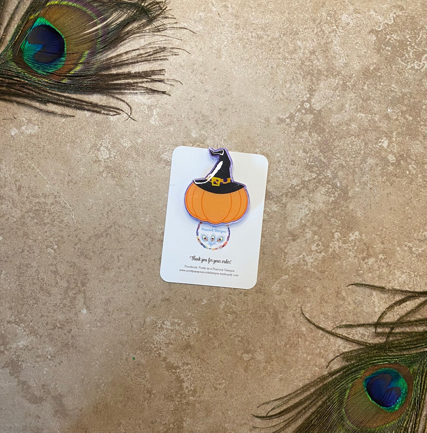 Pumpkin Witch Badge Reel Topper