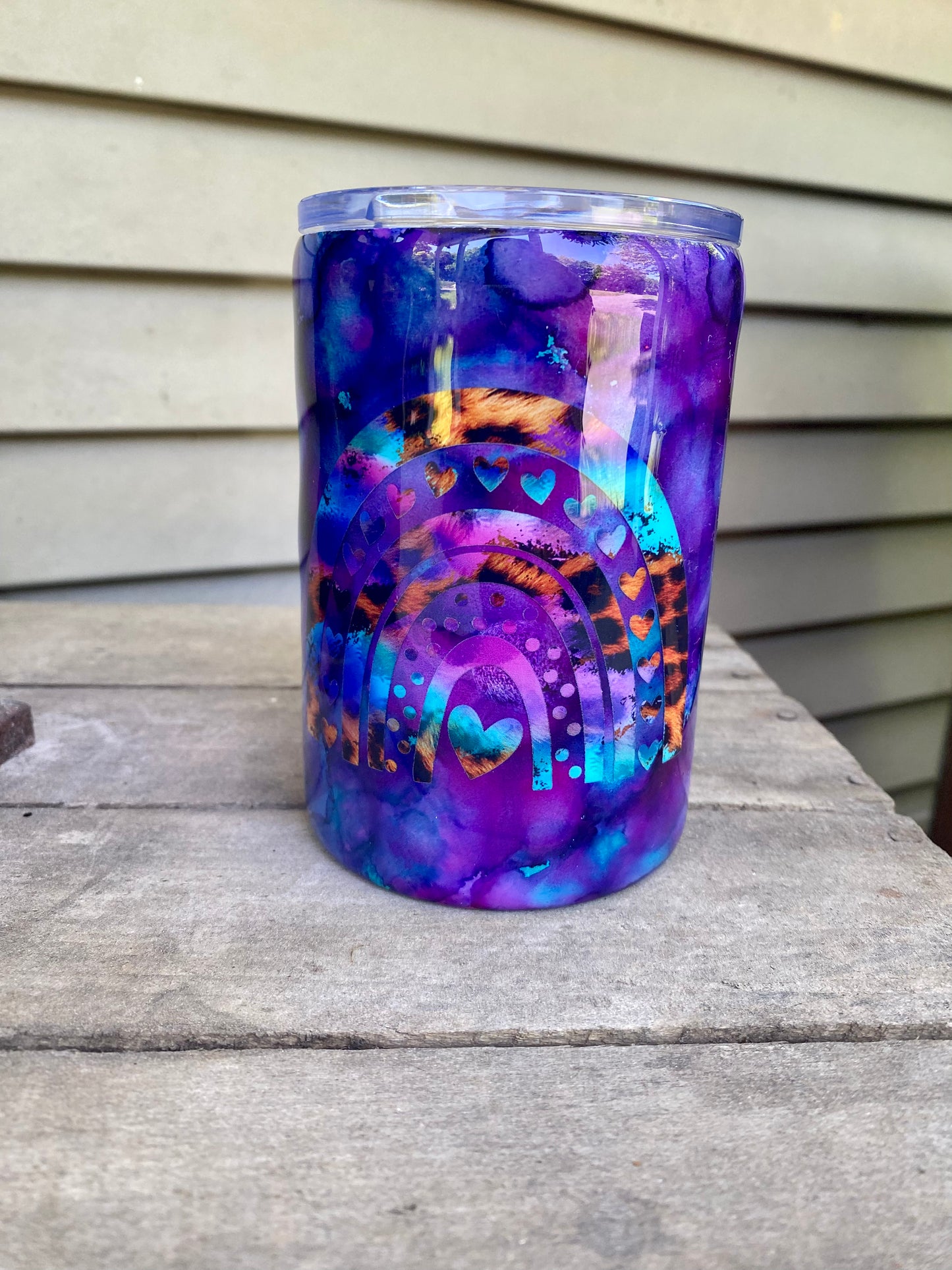 Leopard Watercolor Rainbow Tumbler