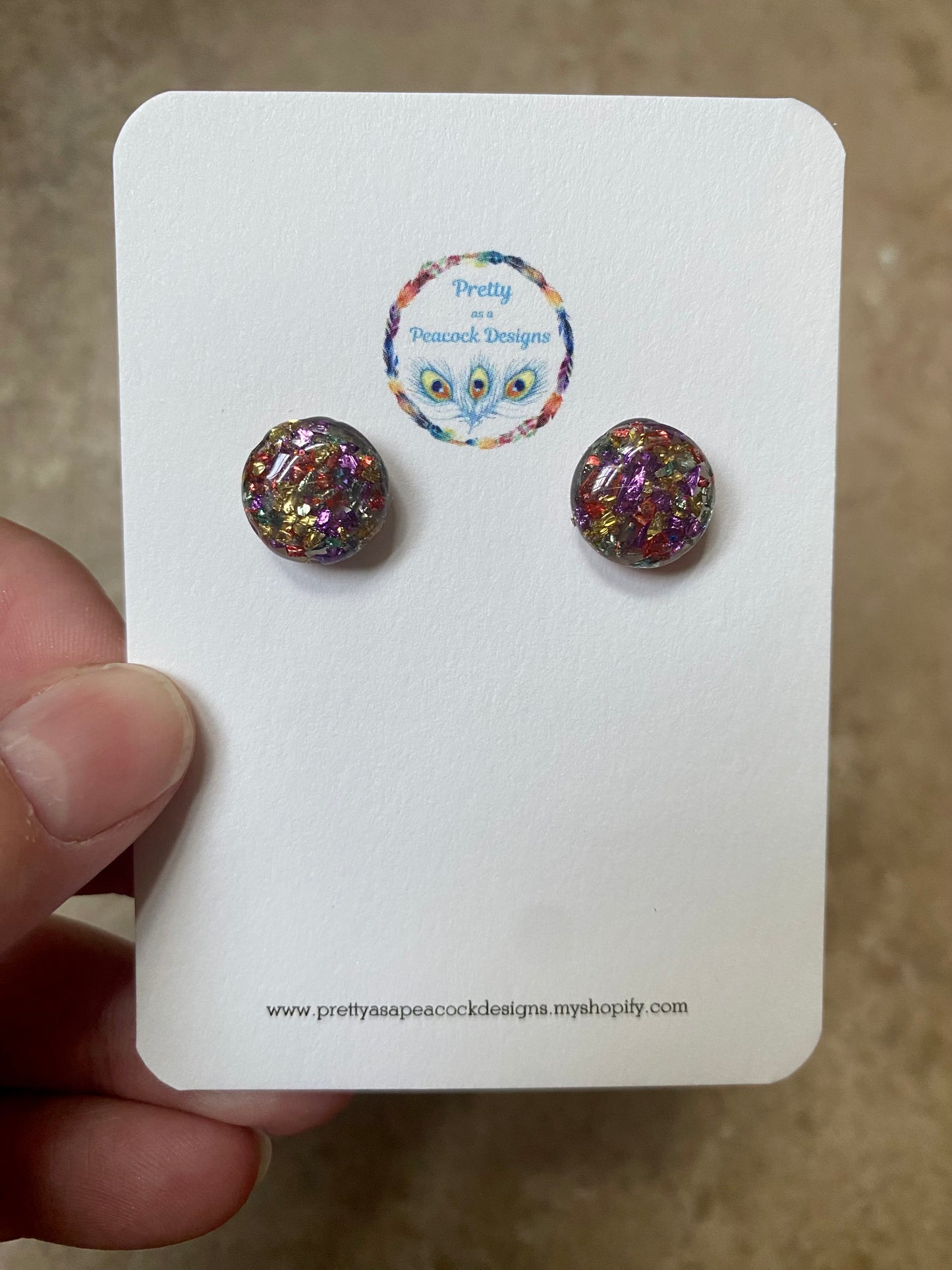 Gold, Purple, Green, & Red Circle Studs