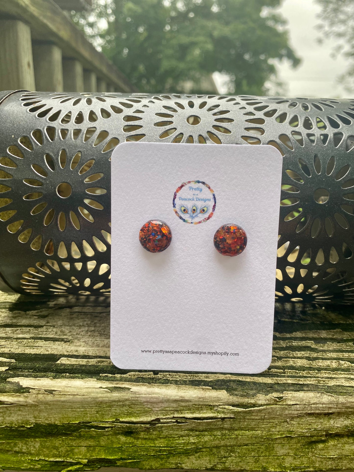 Orange and Black Circle Studs