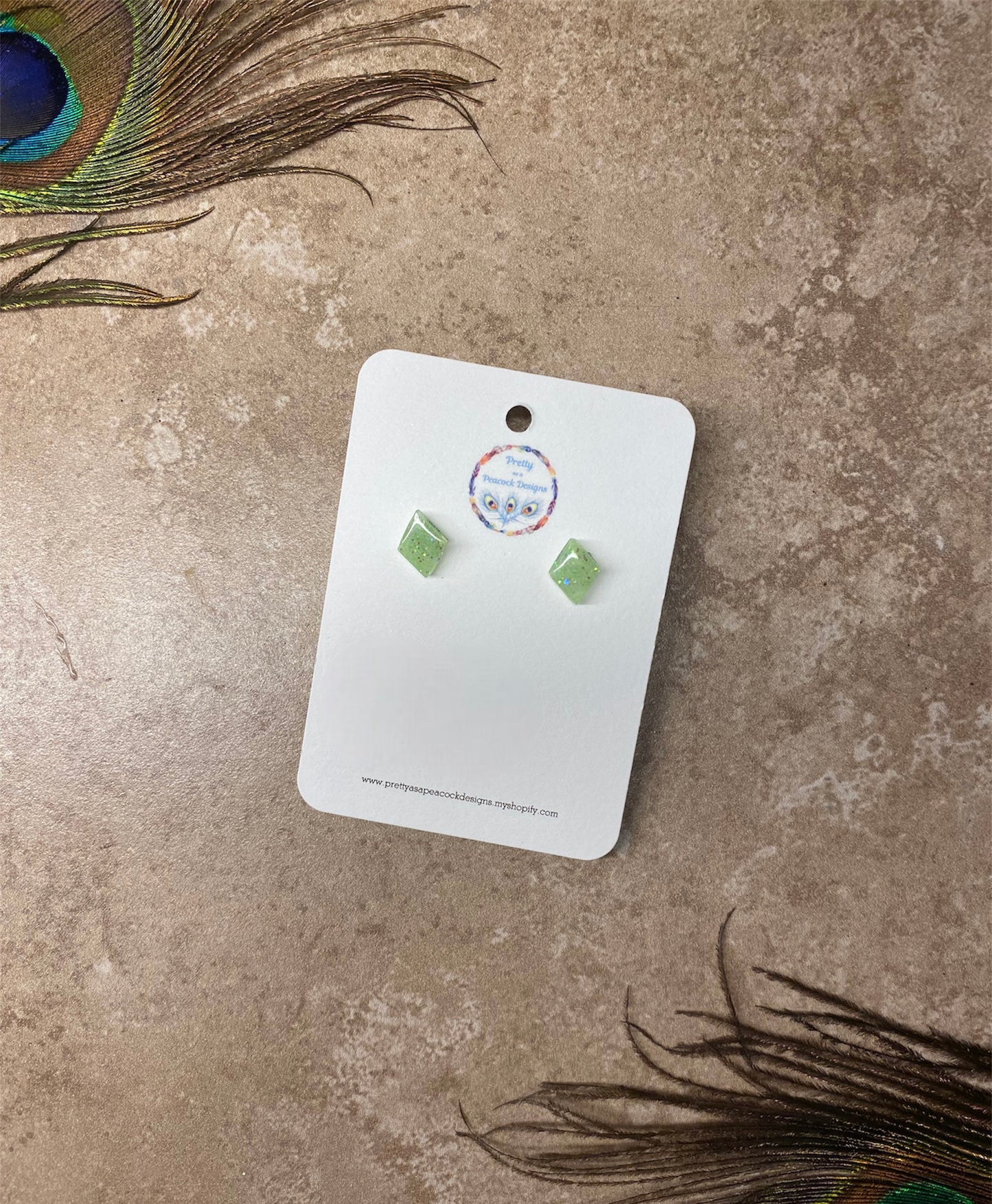 Green Diamond Stud Earrings