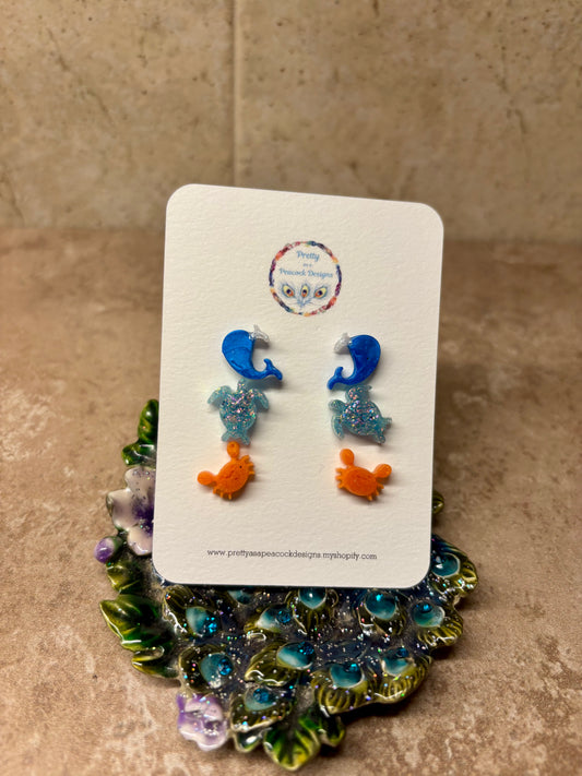 Triple Summer Stud Earrings