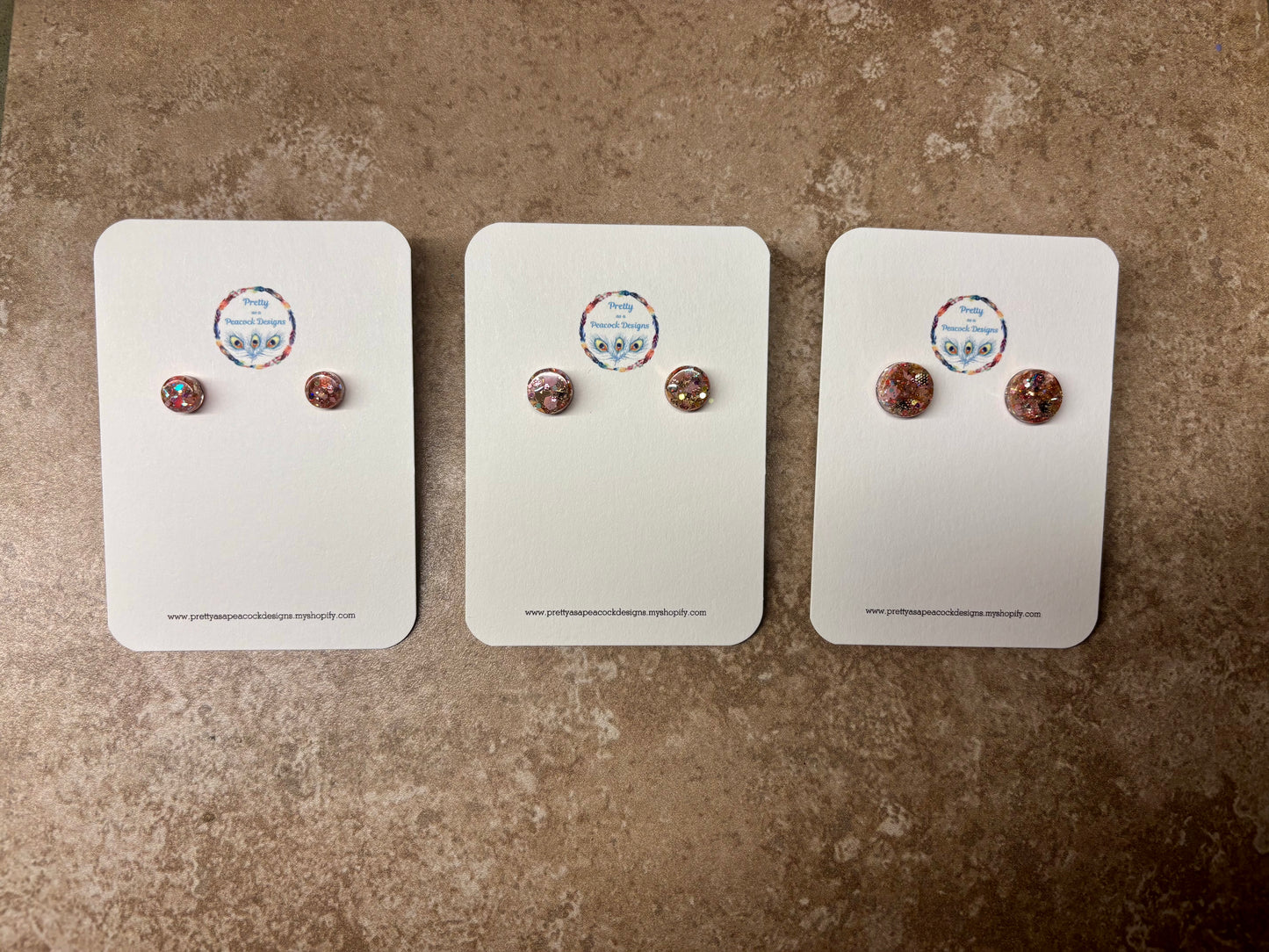 Peachy Glitter Studs