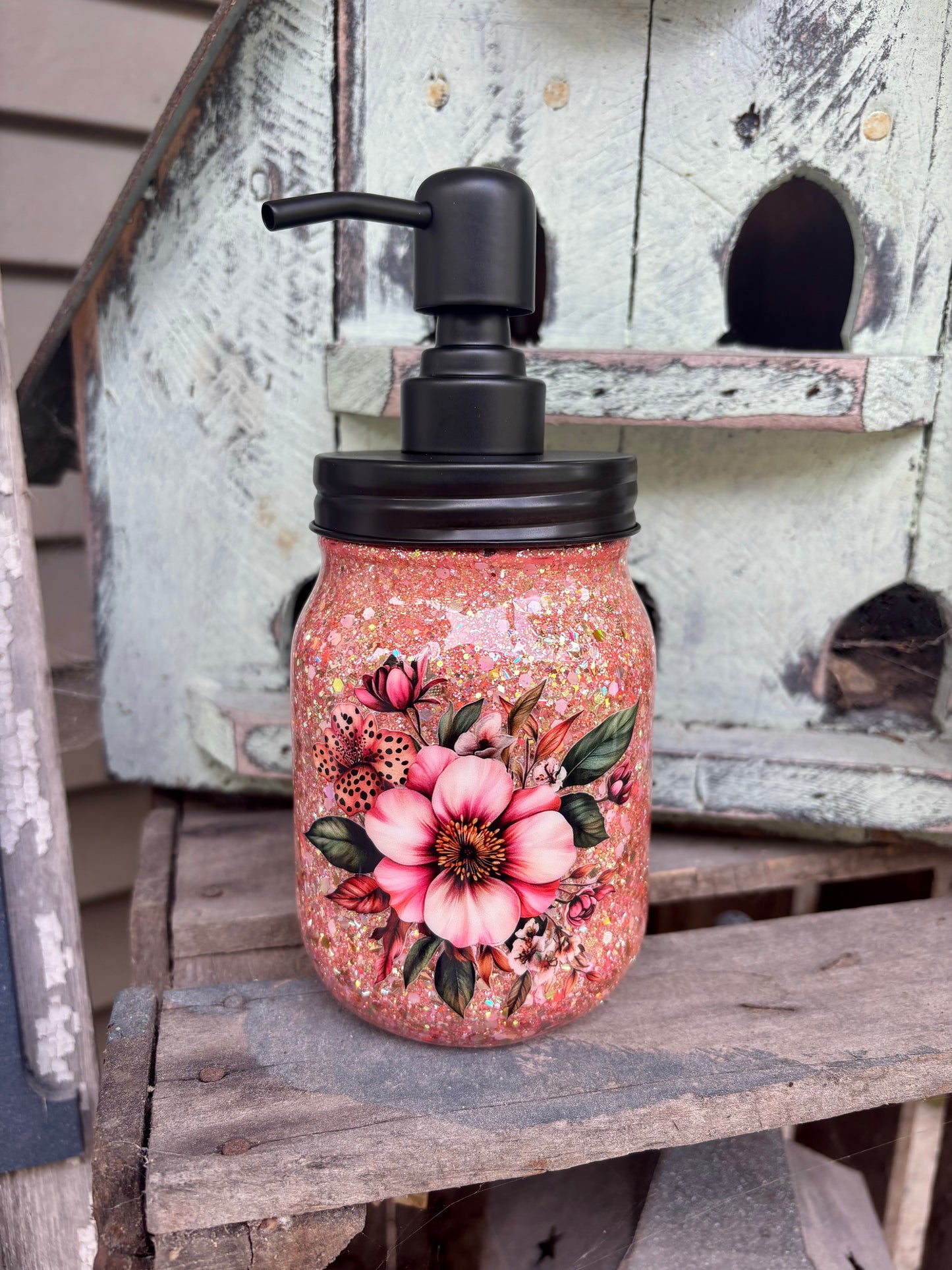 Coral Floral Soap/Lotion Dispenser