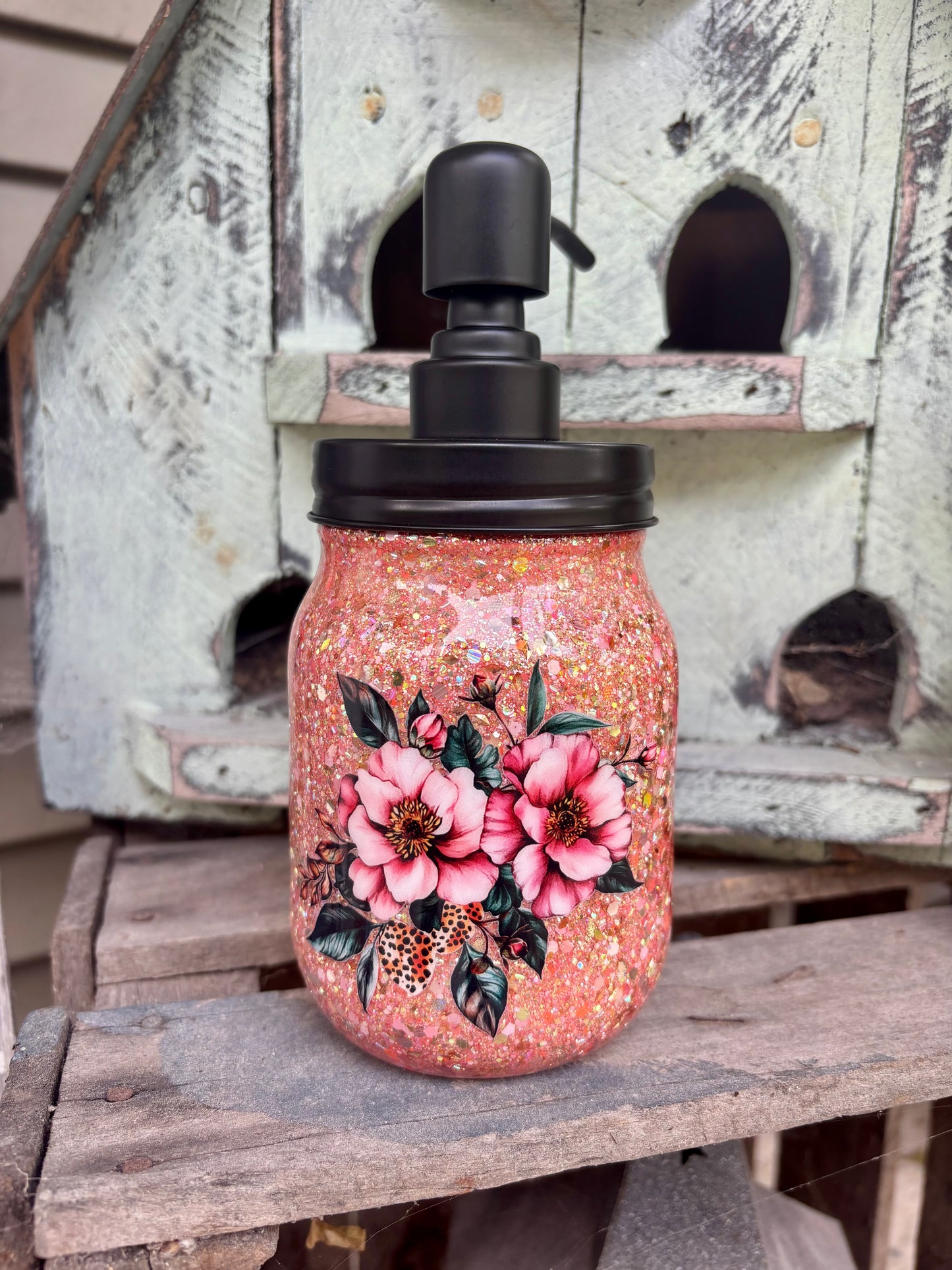 Coral Floral Soap/Lotion Dispenser