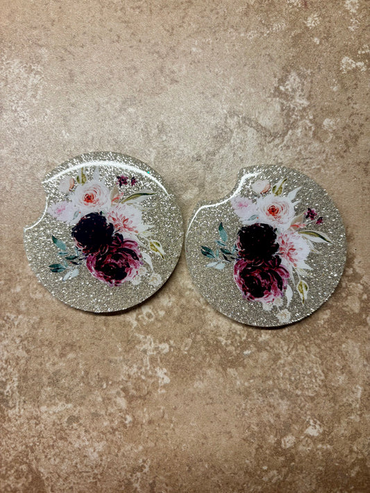 Floral Car Coaster Set