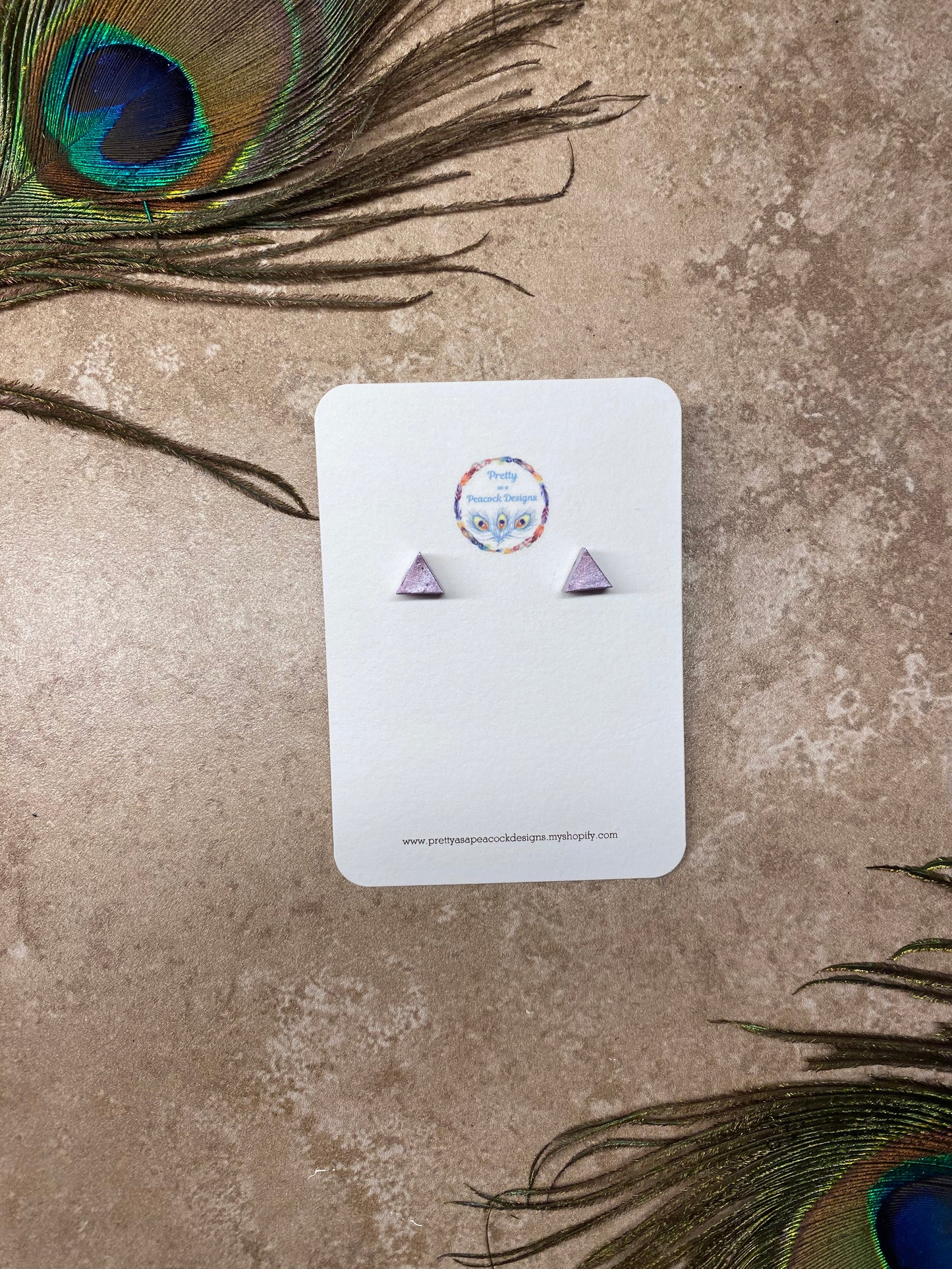 Purple Triangle Stud Earrings