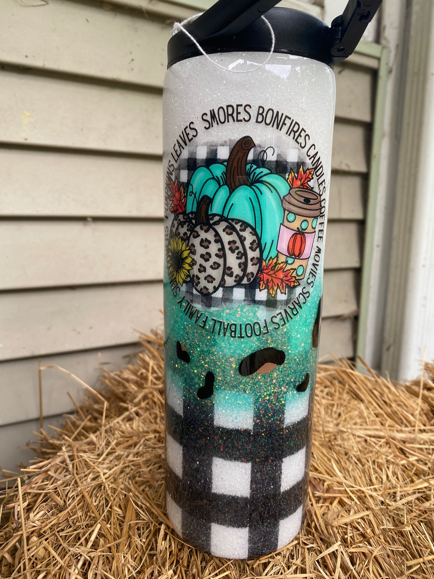 Black and White Fall Plaid Tumbler