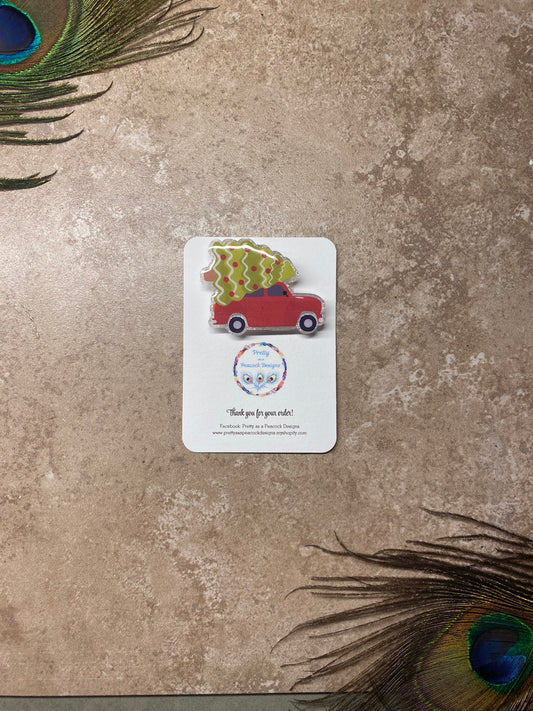 Christmas Truck Badge Reel Topper