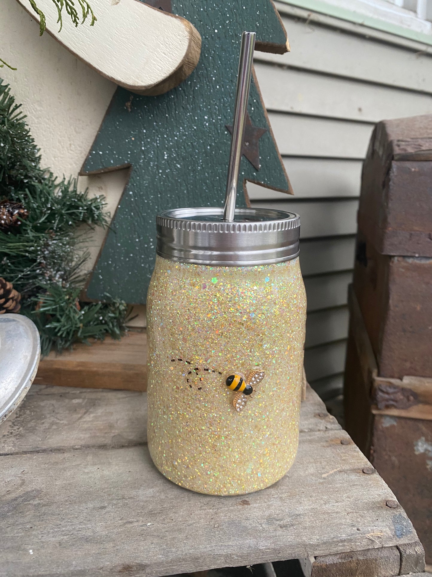Mom Bun Mason Jar Tumbler