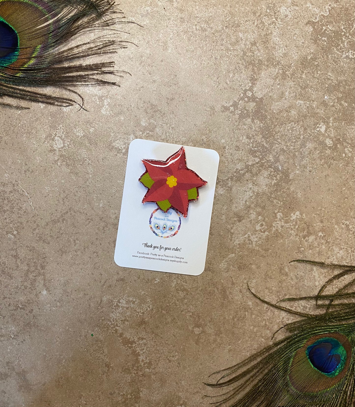 Poinsettia Badge Reel Topper