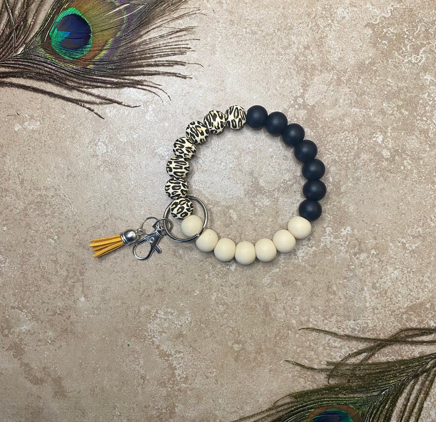 Cream Leopard Wristlet