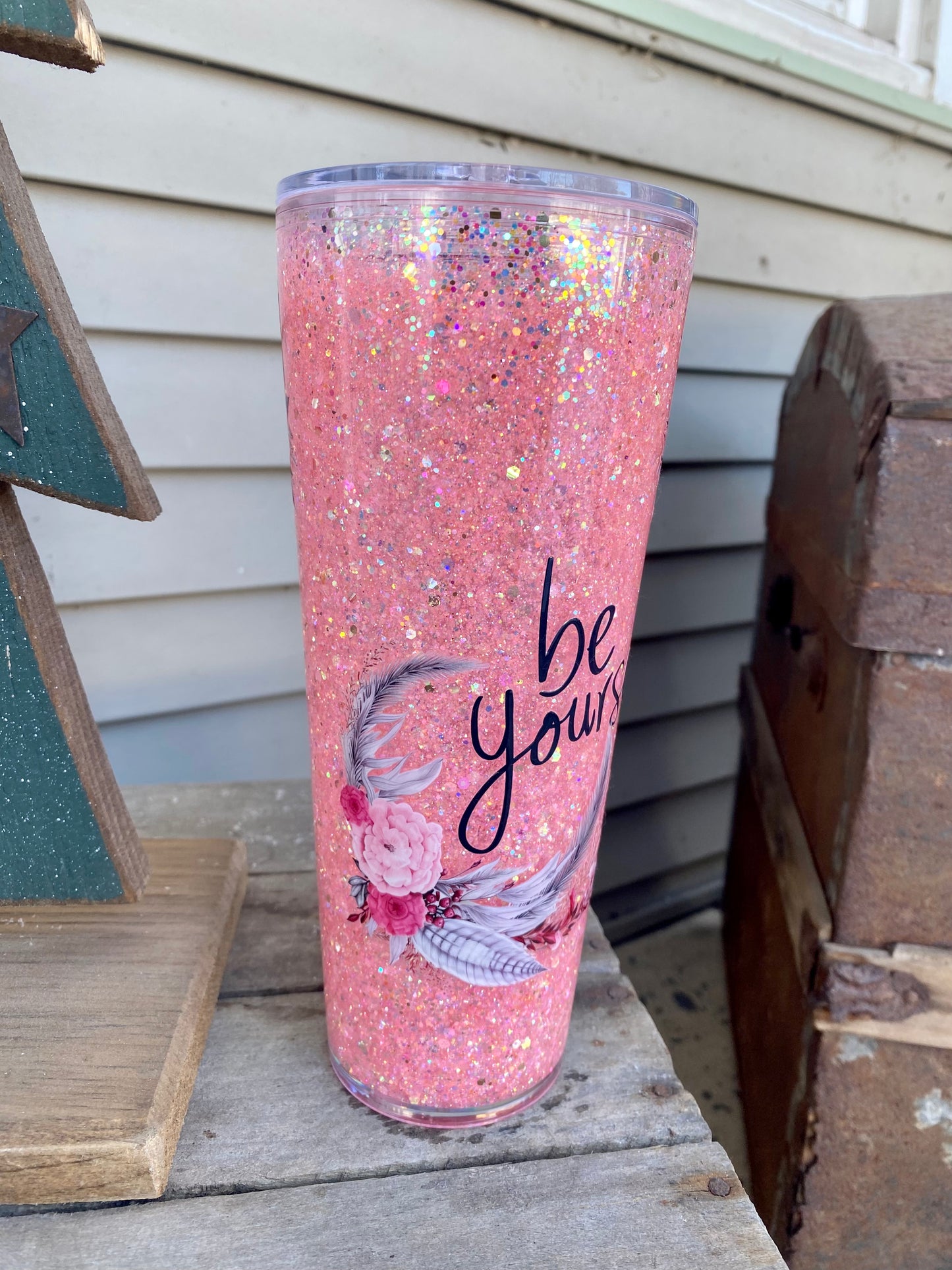 Be Yourself Glitter Globe Tumbler