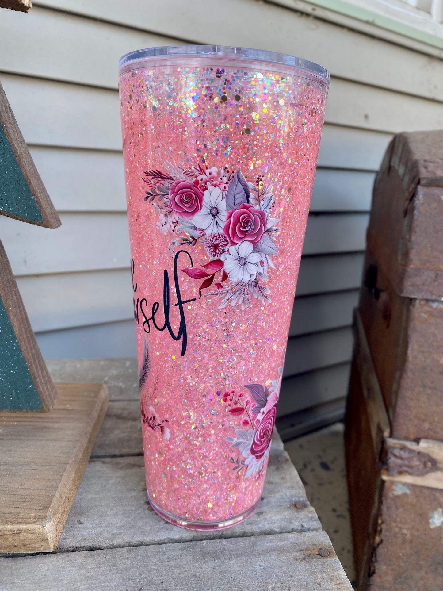 Be Yourself Glitter Globe Tumbler