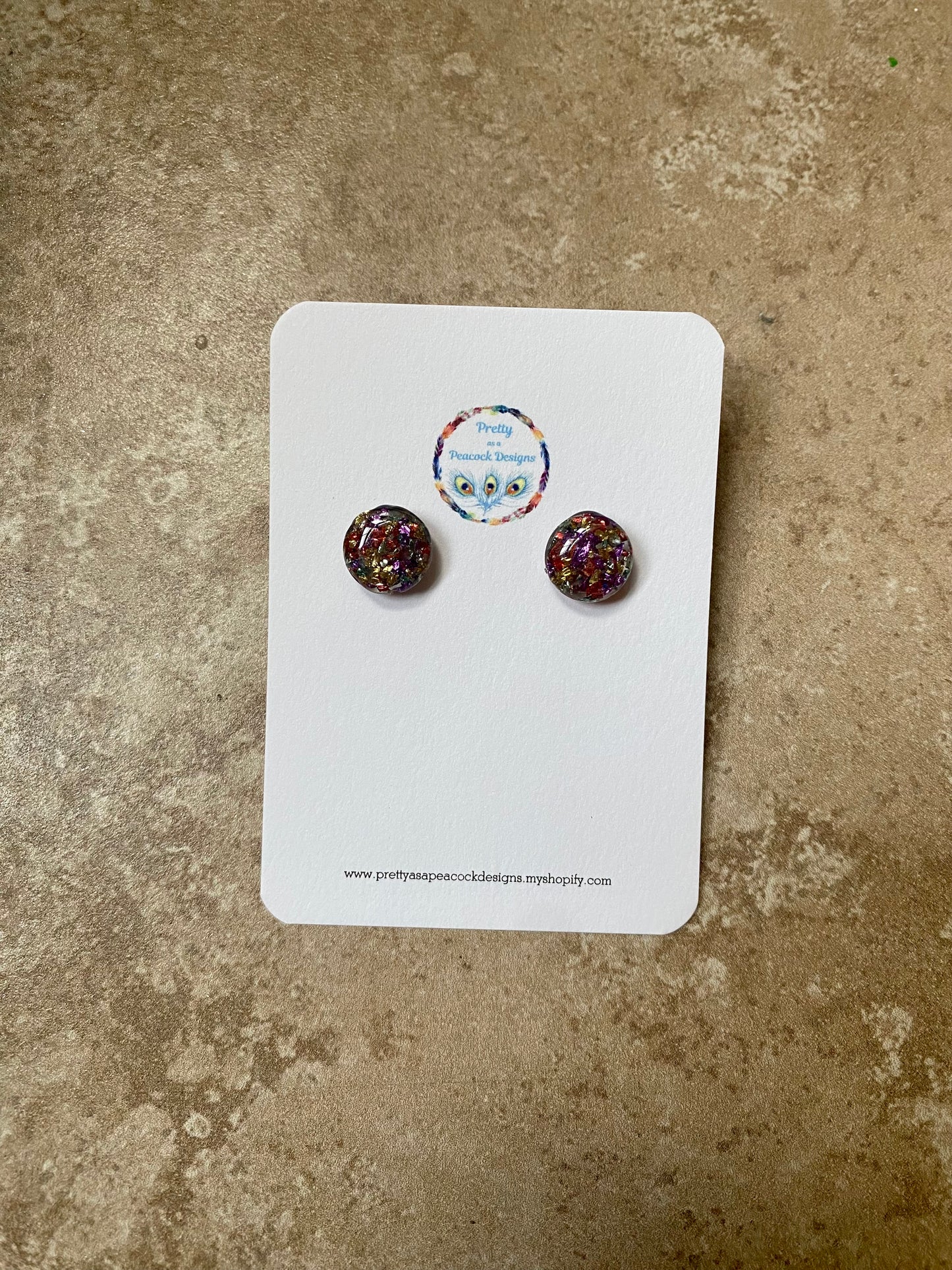 Gold, Purple, Green, & Red Circle Studs
