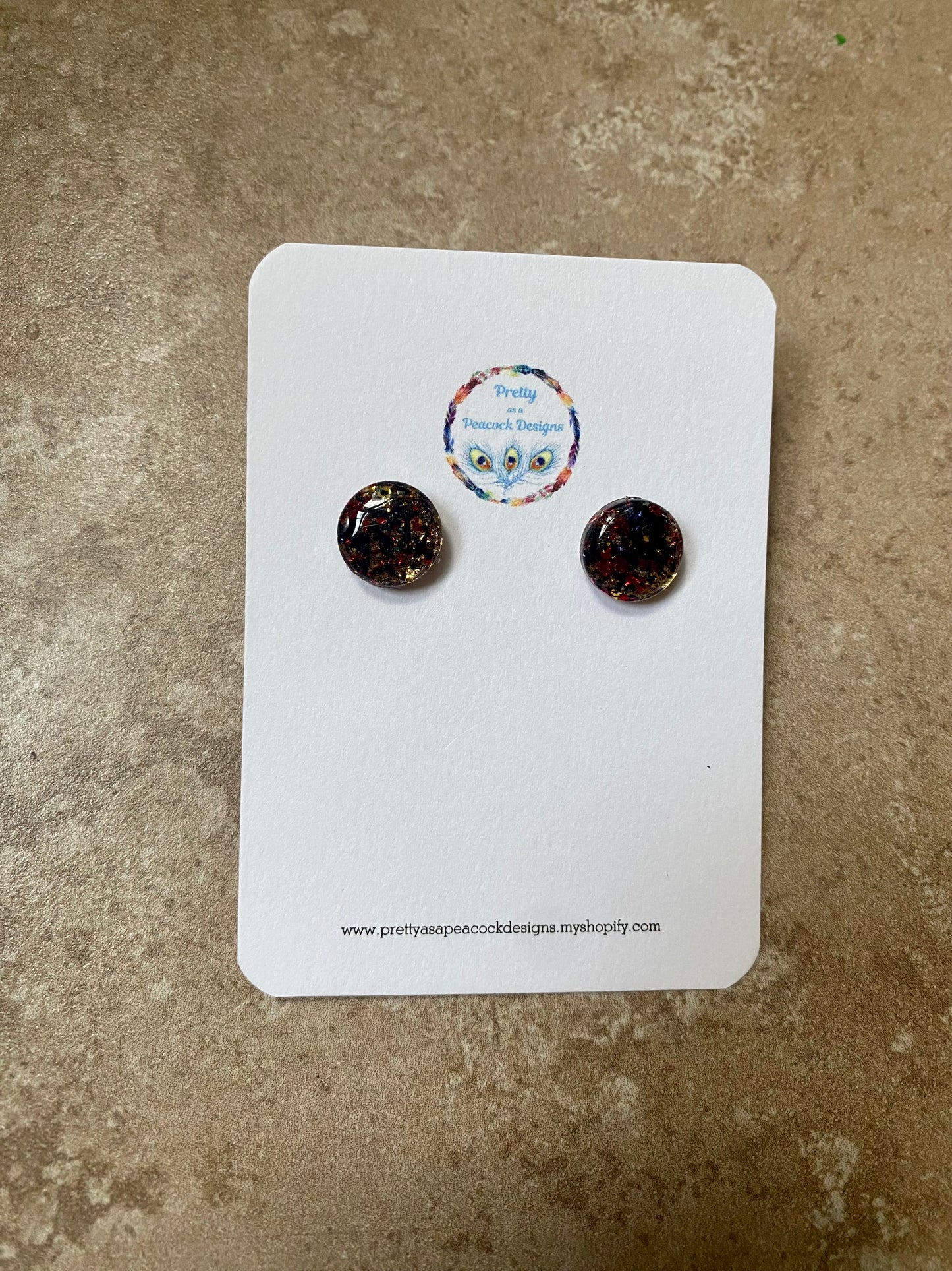 Gold, Black, & Red Circle Studs