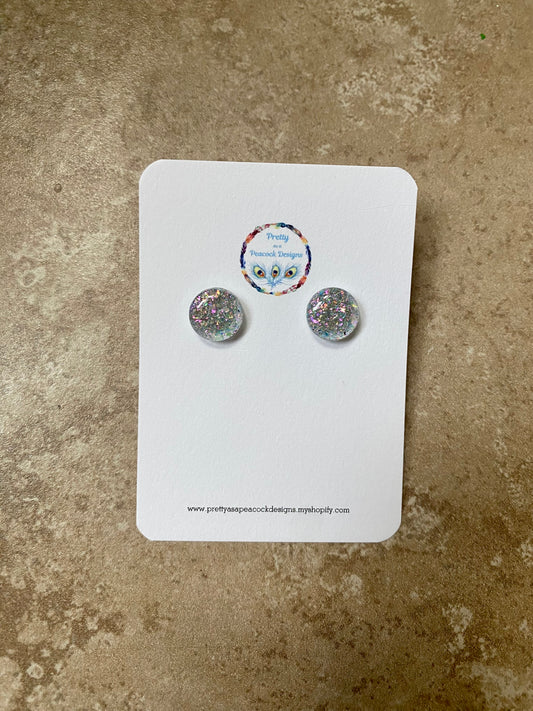 Clear Iridescent Circle Studs