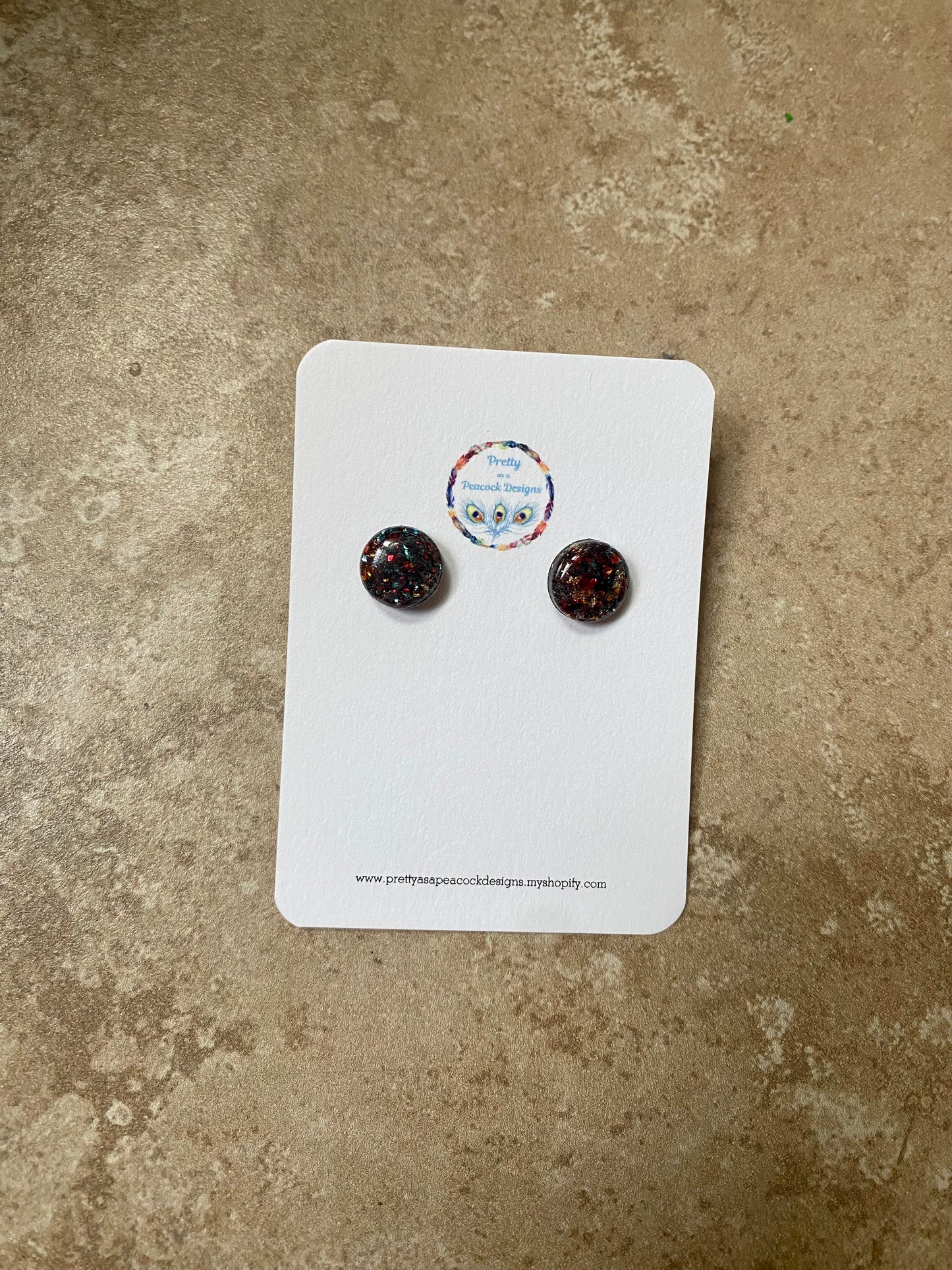 Gold, Black, Red, & Teal Circle Studs