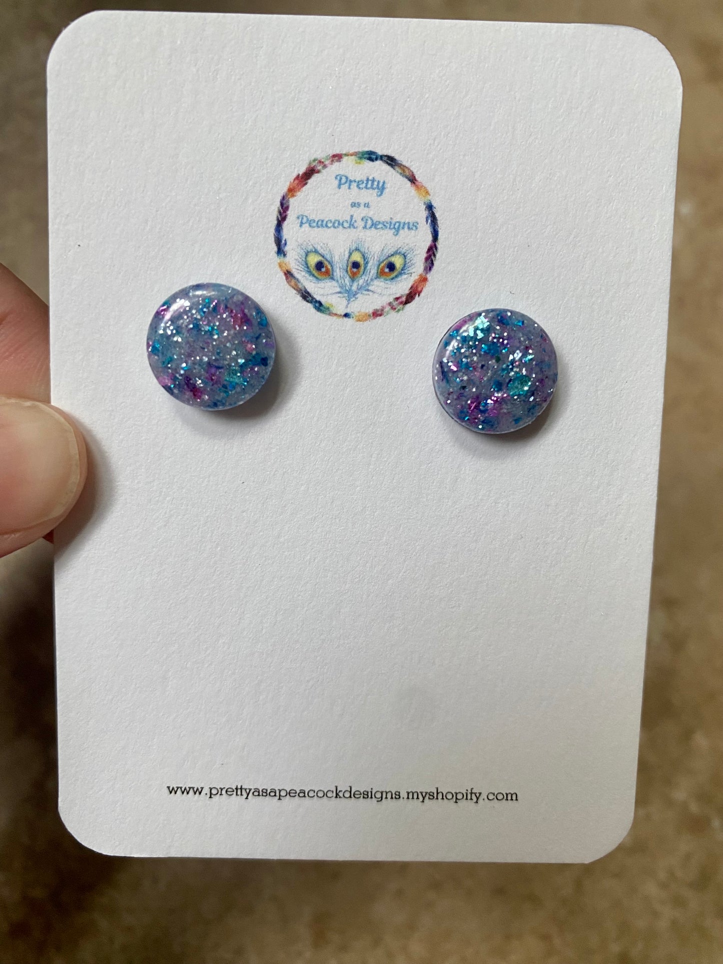 White, Purple, & Blue Circle Studs