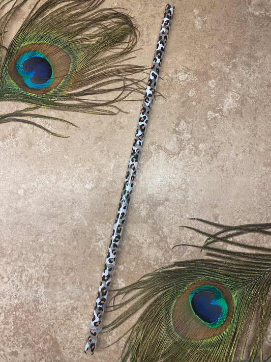 11" Brown and White Leopard Straw